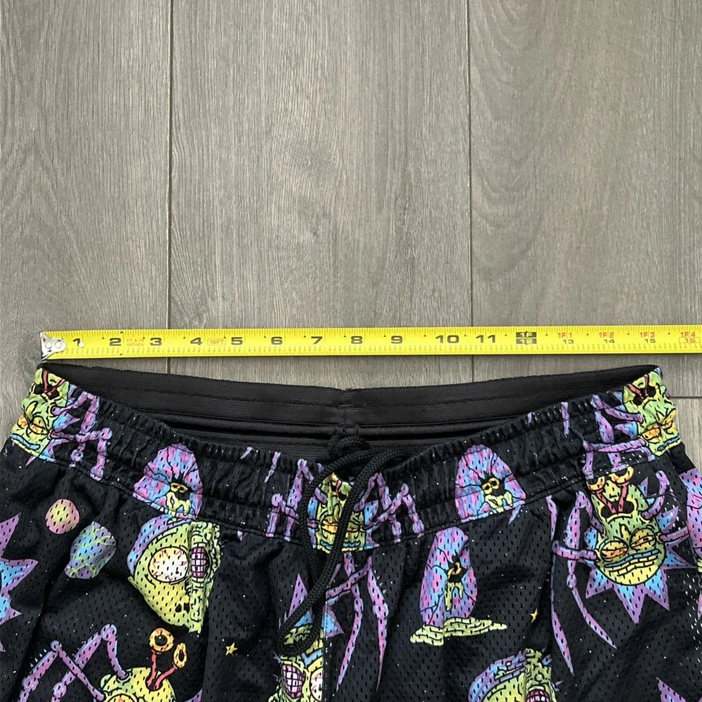 Puma X Rick & Morty Mesh Athletic Shorts Drawstring Mens XL Black Purple Green